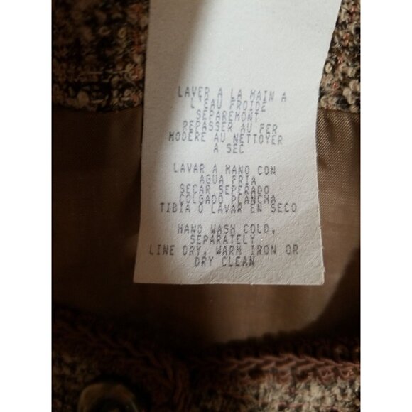 Vtg Skirt Blazer Suit Brown Tweed 5 Button Decorative Trim Faux Wrap Skirt Midi - Picture 13 of 16